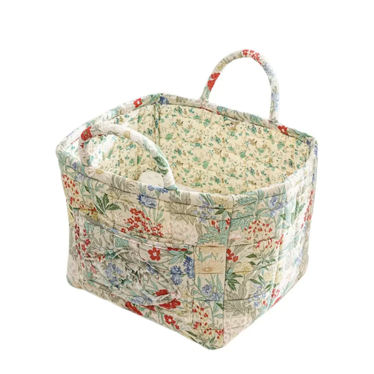 panier de rangement à motifs floraux pour femmes, paniers à linge doux en tissu de grande capacité avec poignées faciles à transporter, sac fourre-tout de voyage