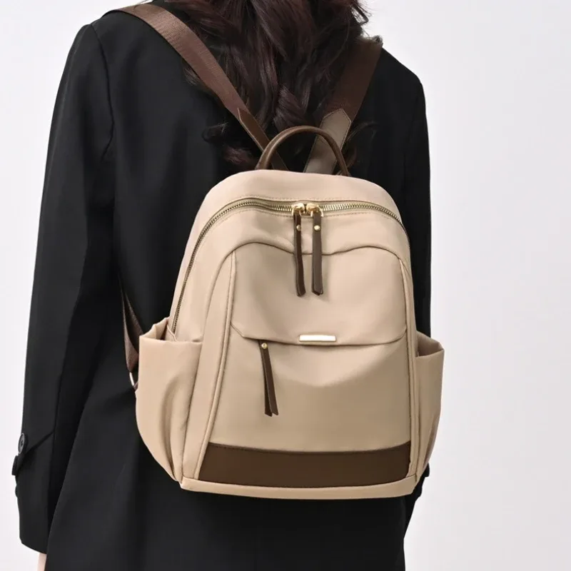 sac à dos antivol en nylon pour femmes, grande capacité, sac à dos de voyage léger, sac à bandoulière multi-poches pour l'école et les déplacements