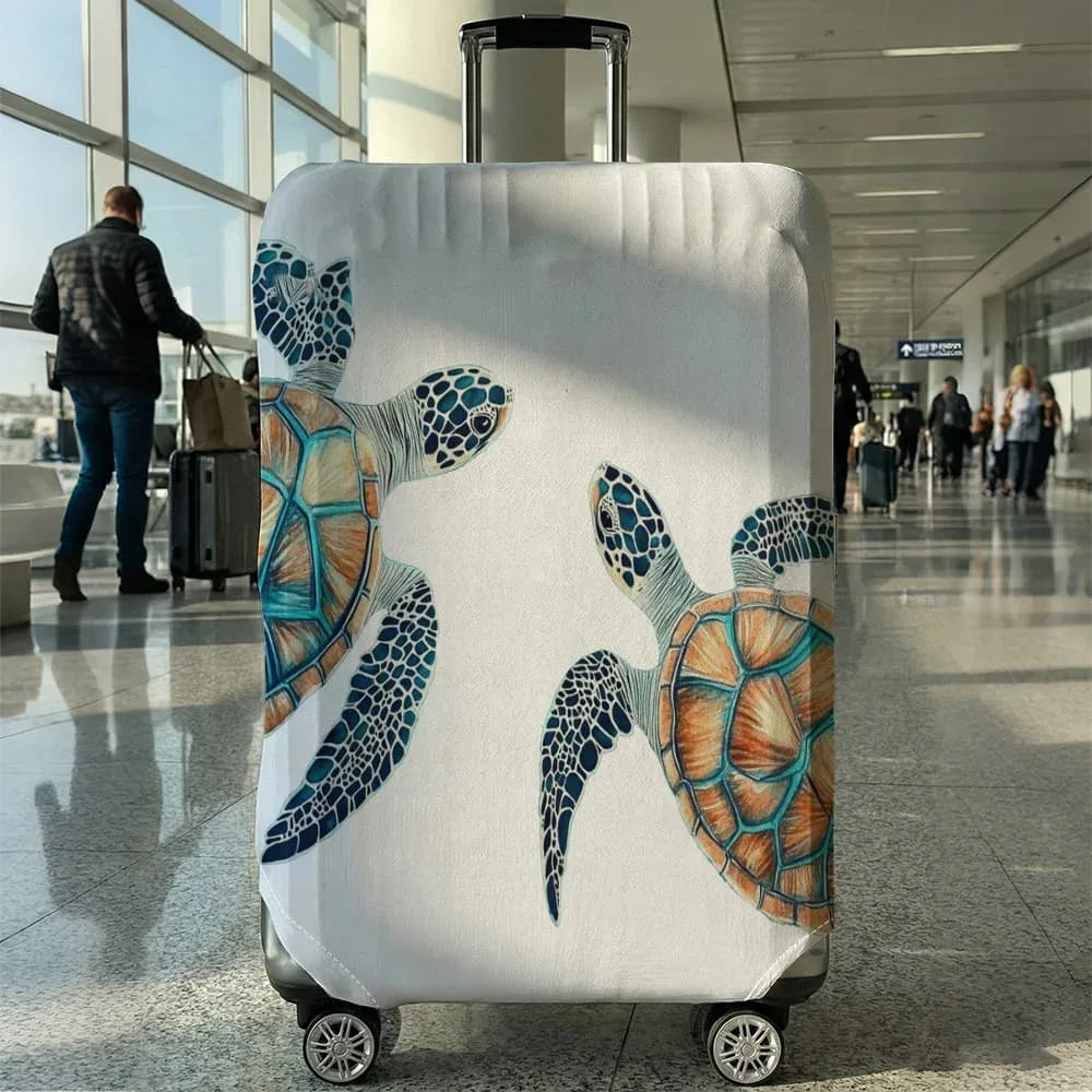 housse de protection pour bagages motif double tortue des profondeurs, convient aux bagages de 18 à 32 pouces, avec protège-poignées, accessoire de voyage