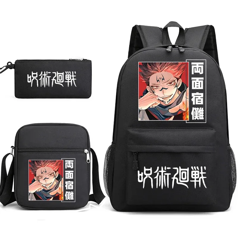 sac à dos anime jujutsu kaisen, trousse à crayons, ensemble de 3 pièces, sac à dos léger pour enfants et adolescents