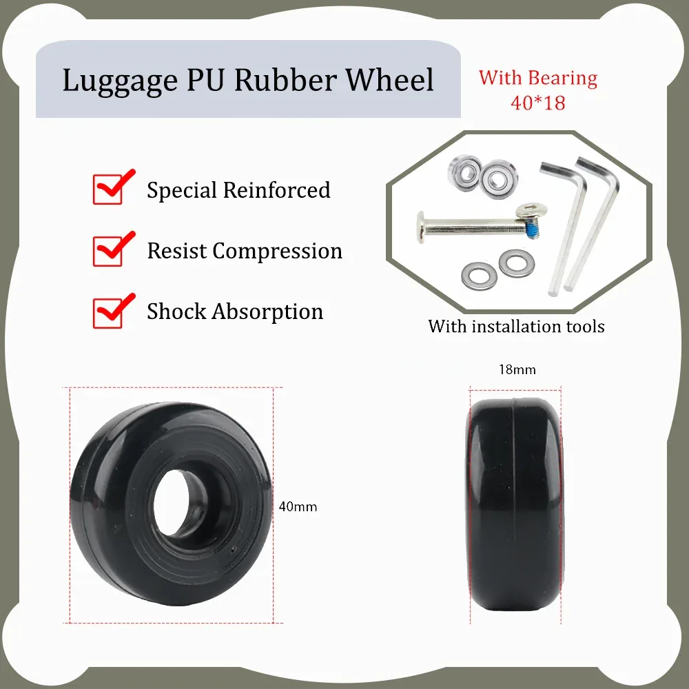 rouleaux de compression en caoutchouc pu pour bagages, roue de remplacement, valise à roulettes, boîte à mot de passe de voyage, accessoires de réparation, degré d'usure