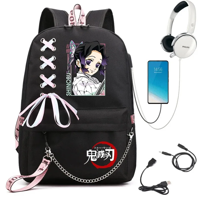 sac à dos imprimé demon slayer anime pour filles, sac à dos d'école décontracté, sac à dos de voyage léger pour adolescents