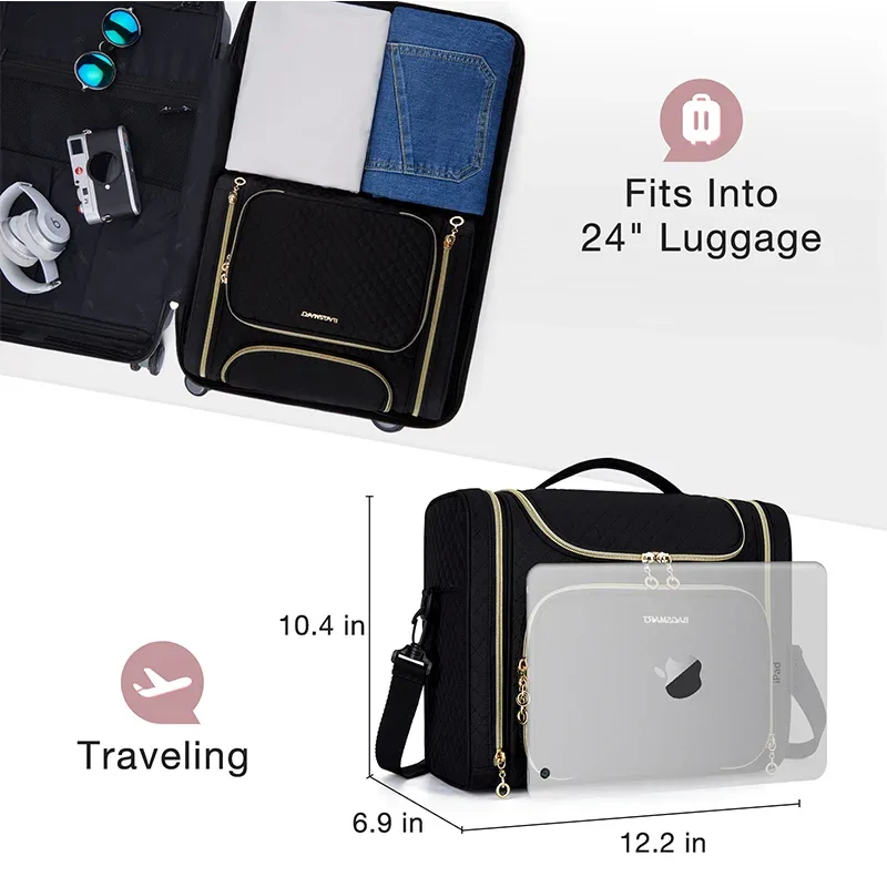 bagsmart trousse de maquillage pour femme, trousse de toilette de grande capacité, résistante à l'eau, pour maquillage, organisateur de voyage, essentiels