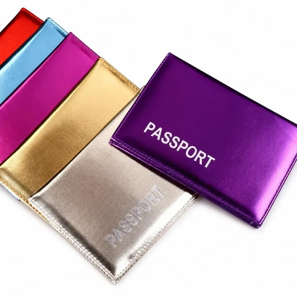 porte-passeport en cuir pu tendance, imperméable, brillant, avec paillettes, porte-cartes de crédit, multifonction, pour voyages d'affaires