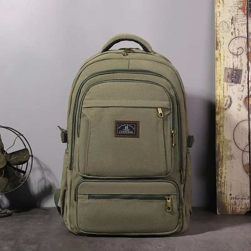 sac à dos rétro en toile pour hommes, sac de voyage en plein air, grande capacité, épais et durable, unisexe, pour ordinateur portable d'étudiant