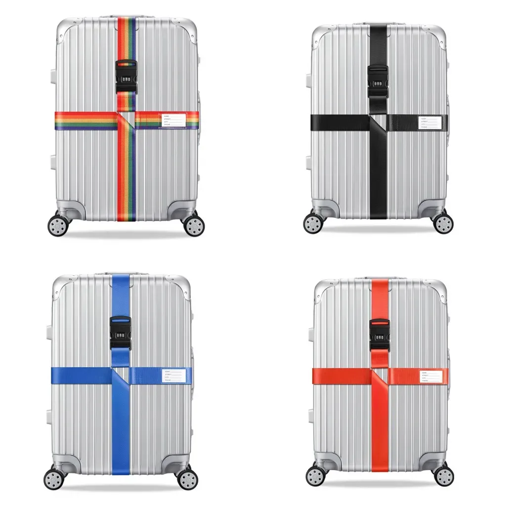 sangle de bagage en nylon à verrouillage par mot de passe, ceinture croisée, emballage réglable, sangle de bagage de voyage, environnement, 3 chiffres, 4.2m