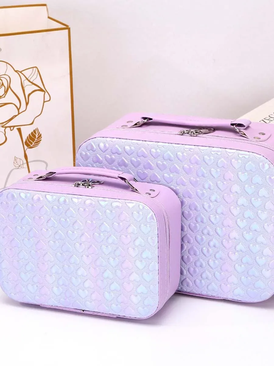 trousse de maquillage portable en forme de cœur pour femme, sac de rangement portable, grande capacité, trousse de voyage, trousse à pinceaux de maquillage, nouveau