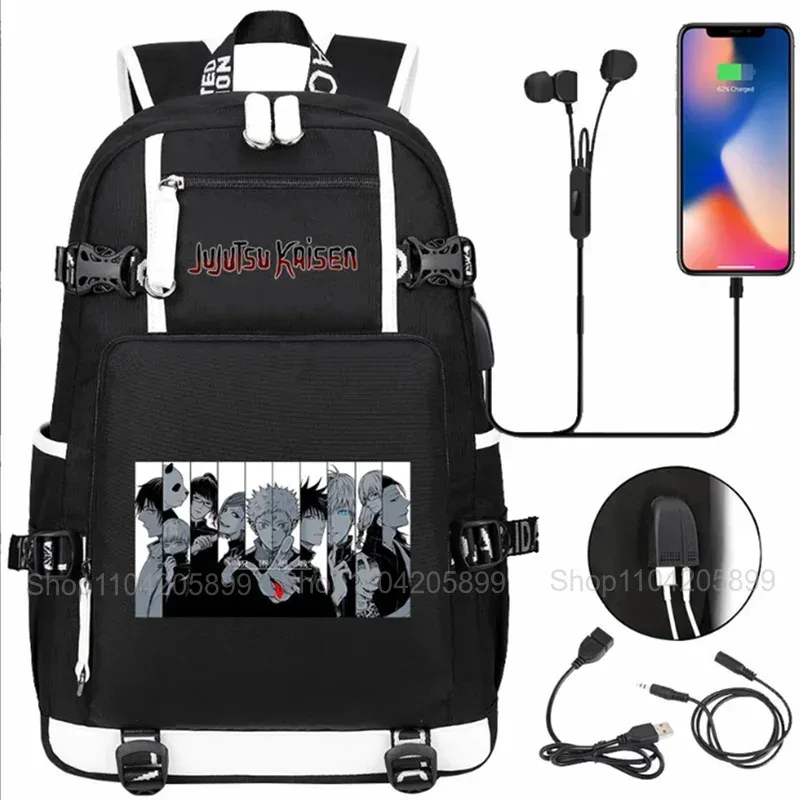 sacs à dos jujutsu kaisen, mochila anime, cartable pour étudiants et adolescents, sac à dos décontracté pour hommes et femmes avec charge usb, sac à dos pour ordinateur portable, voyage en plein air