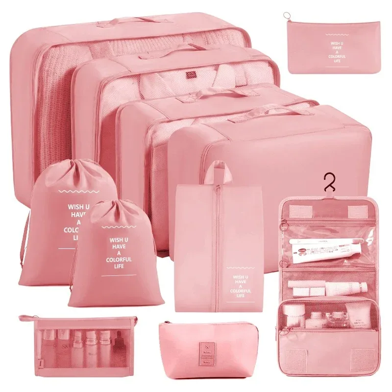 ensemble de sacs de rangement de voyage 7/8/9/10 pièces, organiseur de toilette numérique, cubes de rangement pour valise, pour vêtements, chaussures et pochettes de rangement