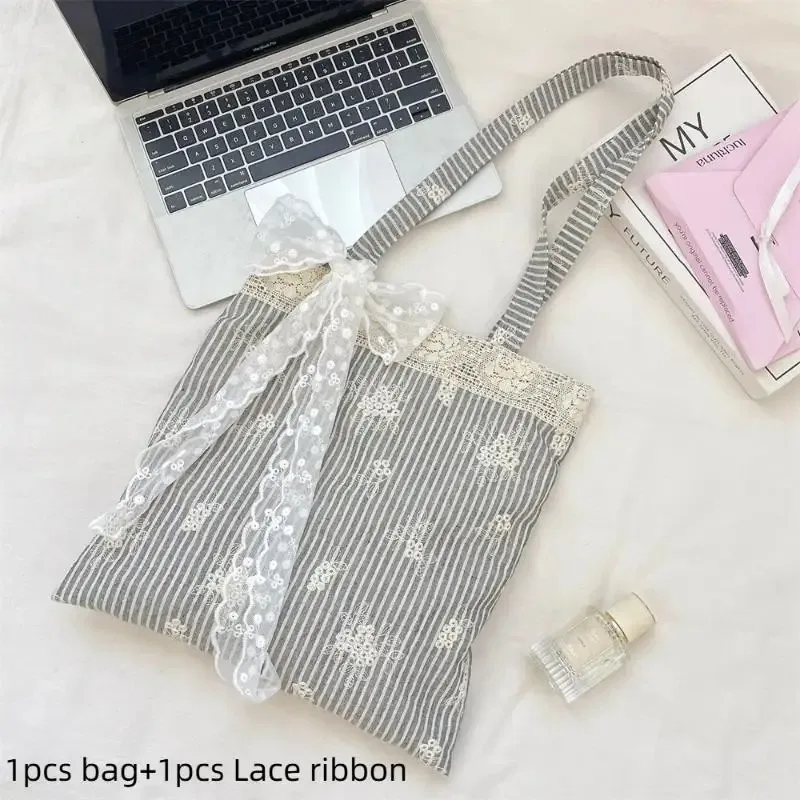 sac à main en toile grande capacité avec bandoulière en dentelle, élégant sac de voyage