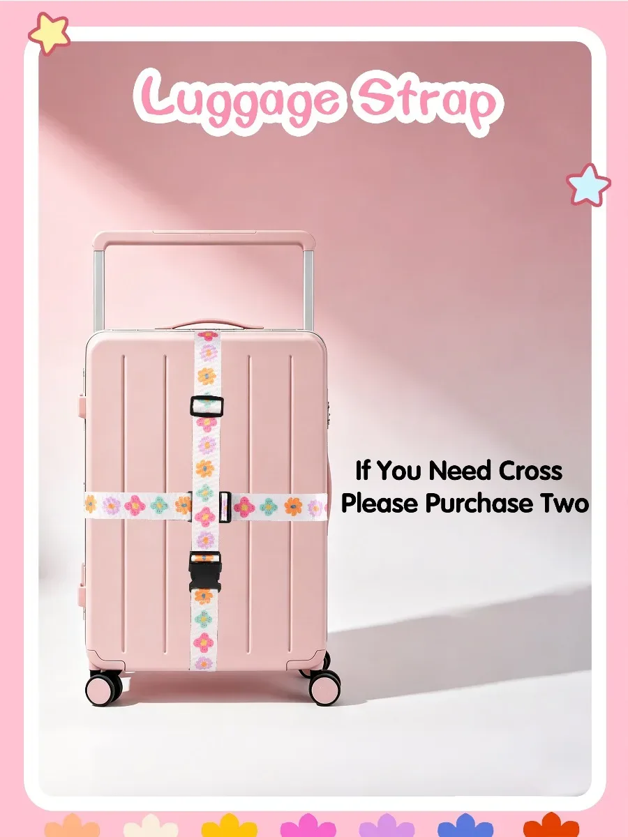 sangle de bagage décontractée et mignonne, imprimé fleurs et cœurs, multifonctionnelle, réglable, polyvalente, durable, pour les voyages d'affaires quotidiens