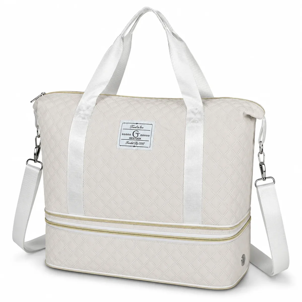 Grand sac de voyage matelassé avec compartiment inférieur séparé et bandoulière réglable pour le week-end et la salle de sport