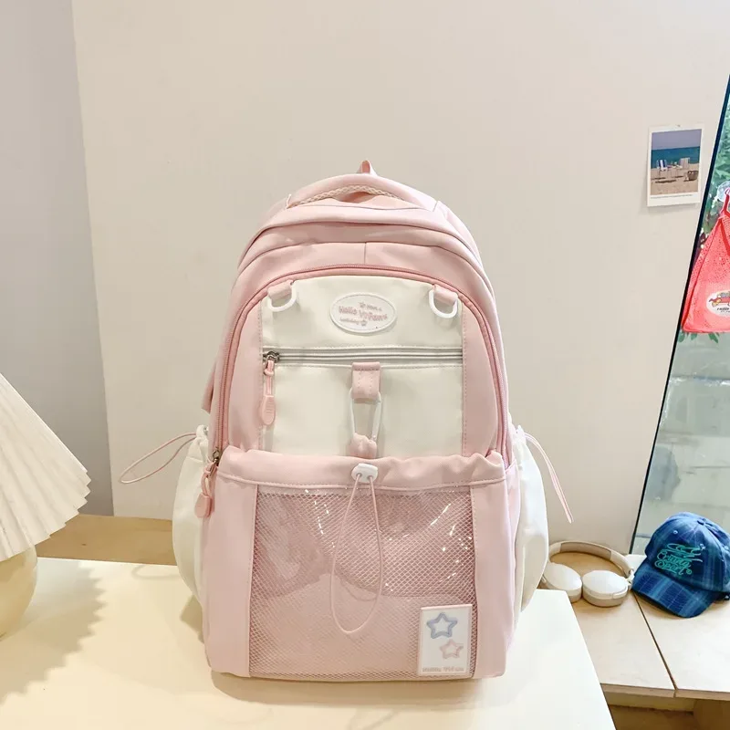 sac à dos d'école en nylon mignon pour fille et adolescente cartable multi-poches kawaii pour livre et ordinateur portable