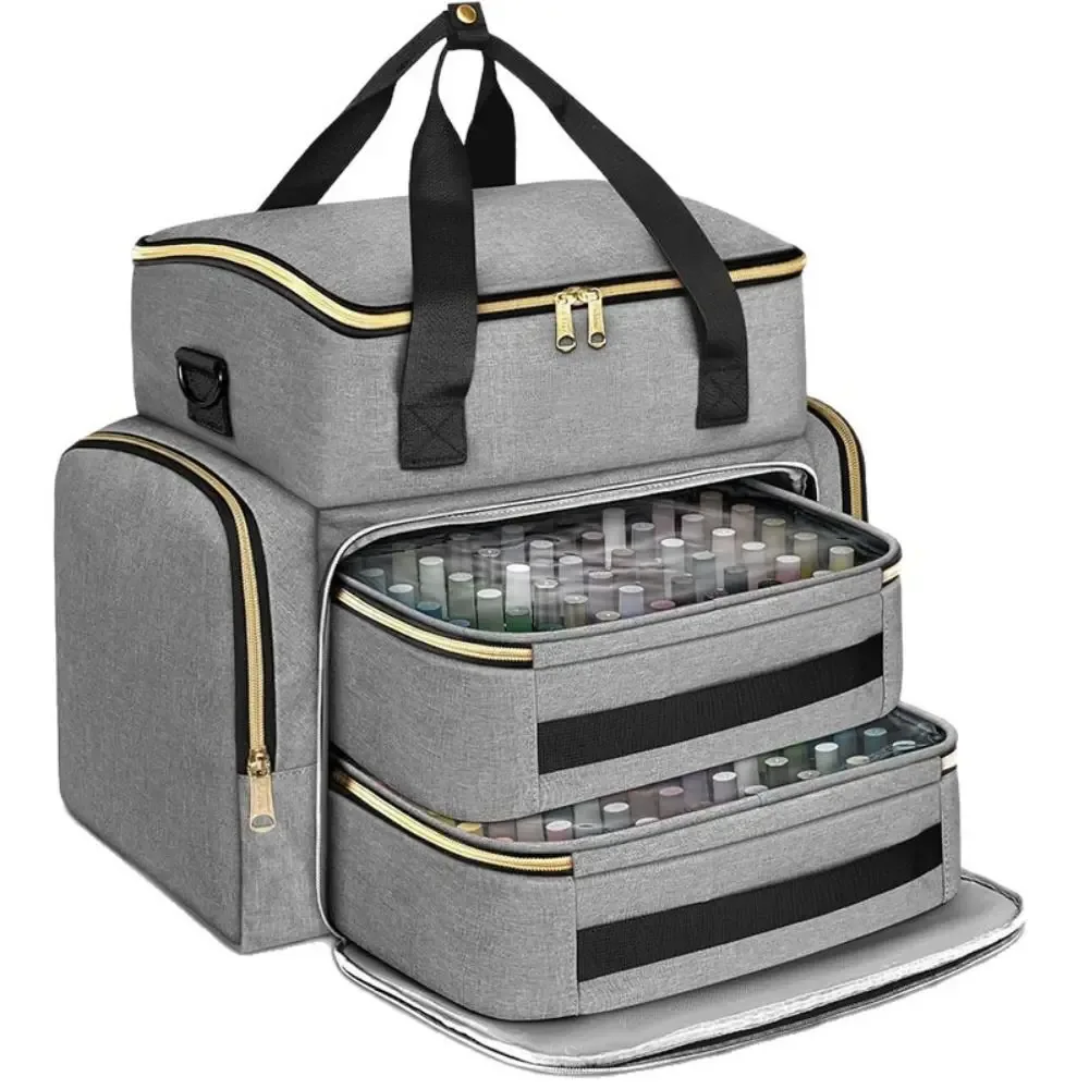 Sac de rangement pour vernis à ongles grande capacité avec bandoulière, sac de rangement portable pour huiles essentielles, trousse de maquillage à 96 compartiments