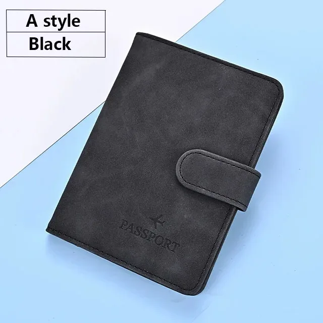 portefeuille de voyage en cuir pu souple multi-fentes avec logo avion, fermeture à pression, porte-cartes sim et porte-documents d'identité
