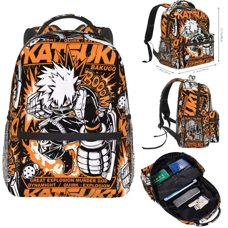 Bakugo Katsuki-Sac à Dos Portable Polyvalent pour Cyclisme, Loisirs, Ordinateur, École, Adolescent