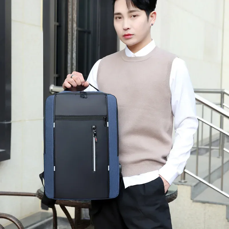 sac à dos pour hommes, nouveau style, sac simple pour ordinateur portable avec chargeur usb, sacs à double épaule multifonctionnels pour ordinateur d'étudiant de grande capacité