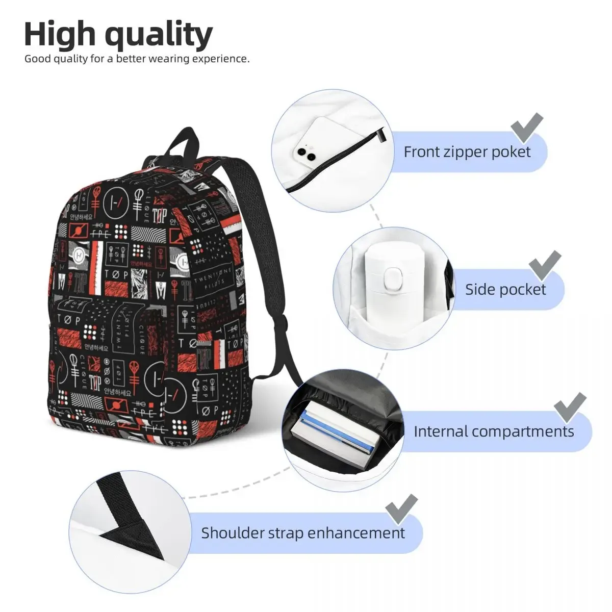 sacs à dos personnalisés en toile du groupe t-twentys one p-pilots, pour femmes et hommes, cartable pour étudiants, convient aux sacs pour ordinateur portable de 15 pouces, nouvelle collection