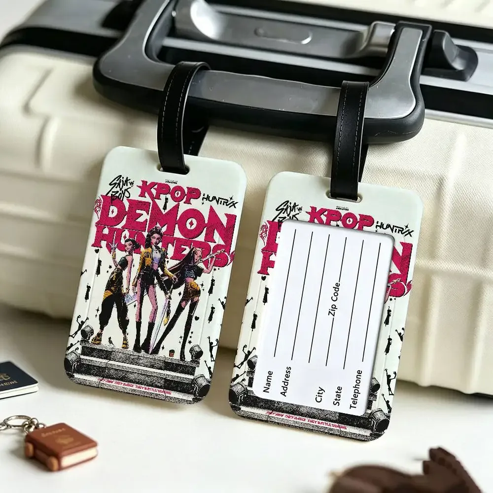 étiquette de bagage kpop d-demon hunters en pvc, carte d'information anti-perte, marqueur de nom pour sac à dos