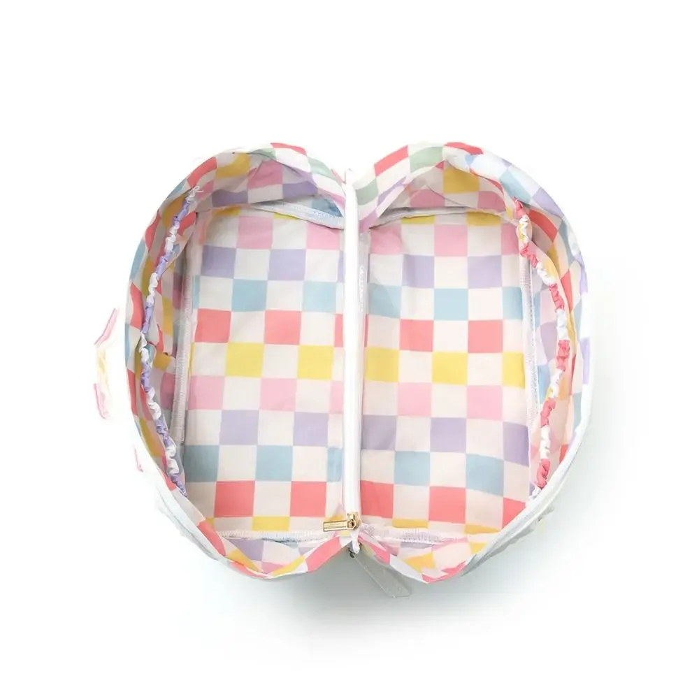 sac à cosmétiques rayé durable, léger et portable, grande capacité, organisateur de maquillage en pvc, couleur contrastée, rangement polyvalent