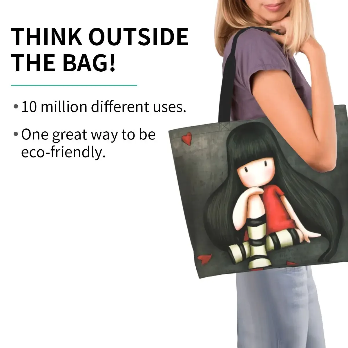 santoro gorjuss sac fourre-tout de shopping toile grande capacité sacs à bandoulière shopper sac à main d'épicerie pour femmes