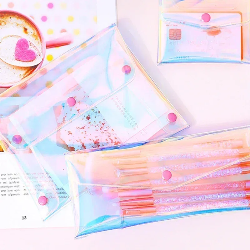 sac à cosmétiques transparent laser pour femmes, trousse à crayons de maquillage transparente, organisateur de toilette de voyage, pochette mignonne