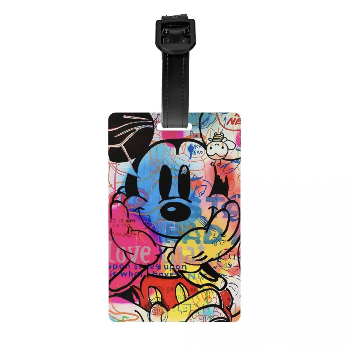 étiquette de bagage personnalisée m-mouse pour valises, étiquettes de bagage mignonnes de dessins animés, étiquette d'identification avec couverture de confidentialité