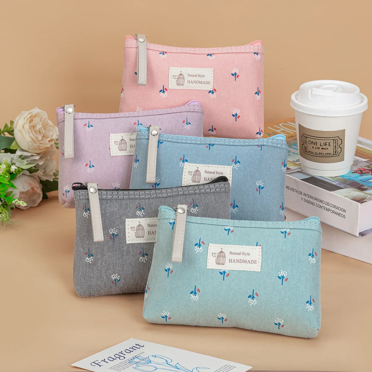 trousse de maquillage imprimée sur toile pour femmes, étanche, portable, style instagram, trousse à crayons pour étudiants, sac de rangement de voyage pour articles de toilette