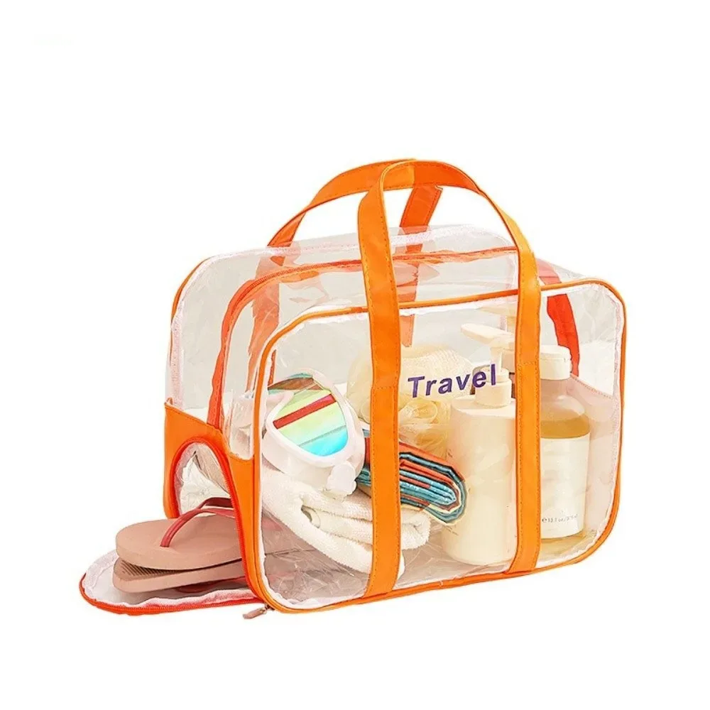sac cosmétique transparent en pvc, grande capacité, léger, sac de rangement pour la natation, imperméable, séparation sec/humide, sac de sport pour l'entraînement.