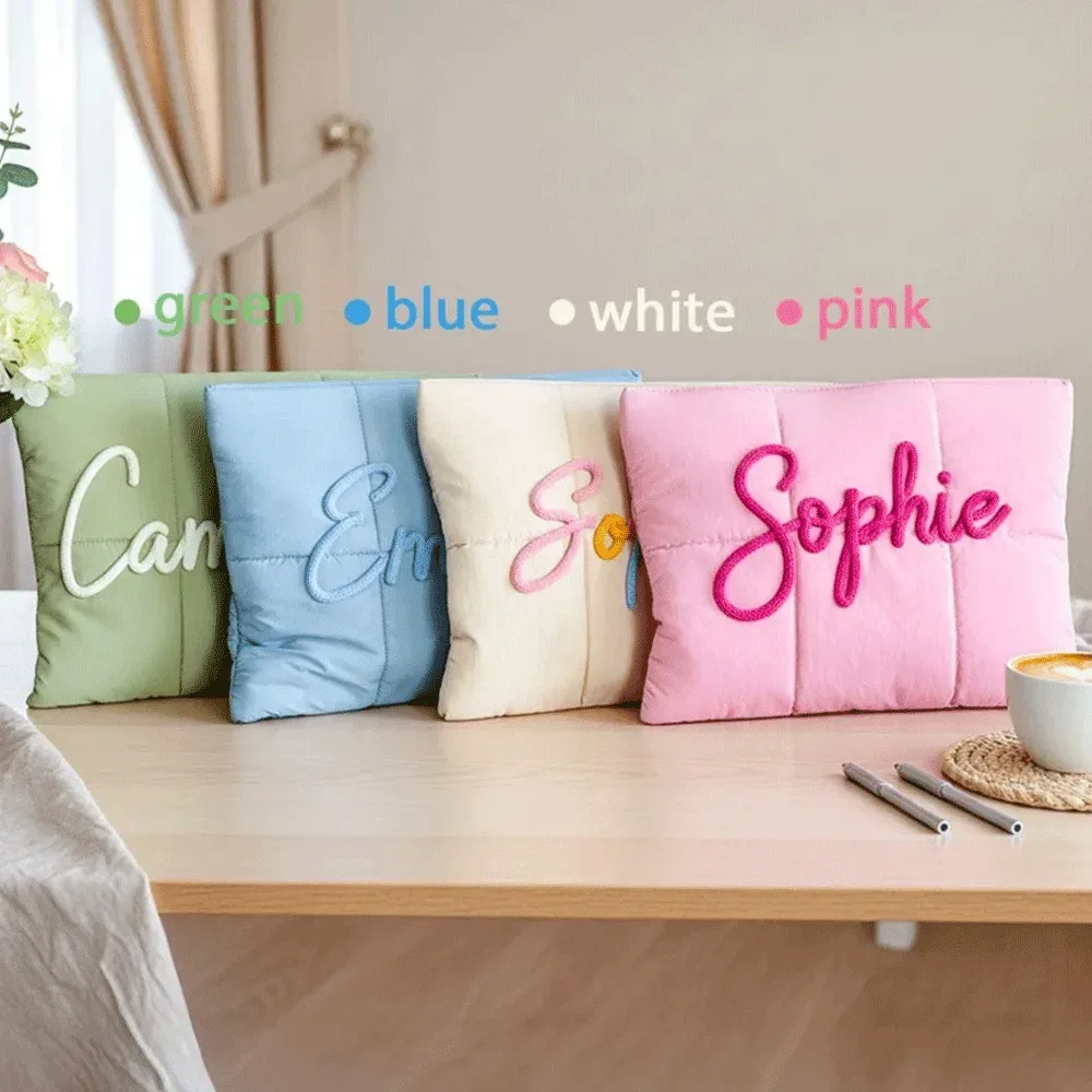 sac pour ordinateur portable personnalisé, étui pour ordinateur portable matelassé avec lettres en chenille personnalisées, housse pour ordinateur portable de 12x16 pouces, cadeau de bureau