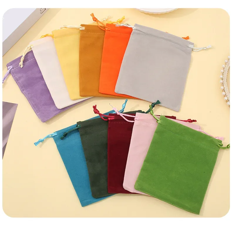 lot de 10 pochettes à cordon en flanelle avec impression de logo personnalisé, sac de rangement pour bijoux en velours doux coréen, petit sac à cordon portable