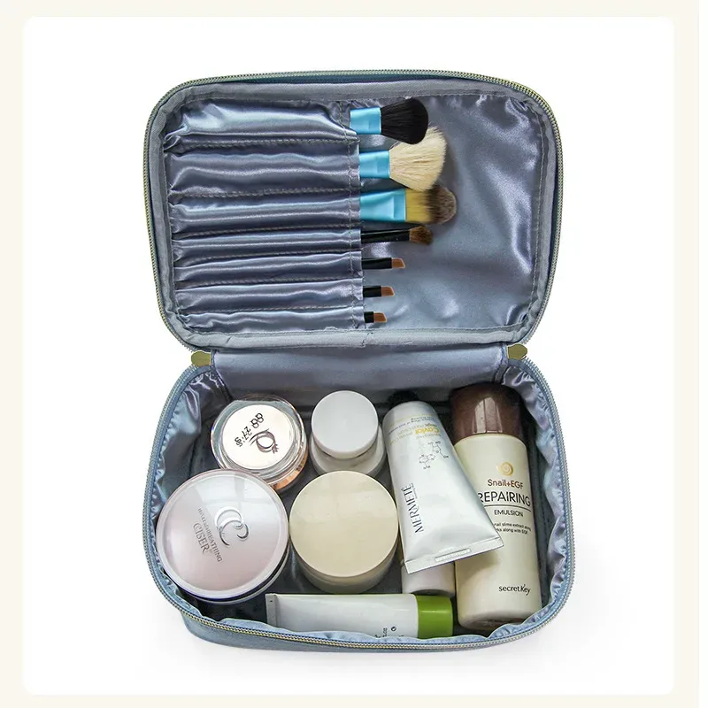 nouvelle trousse de maquillage en velours grande capacité, sac de rangement multifonctionnel portable pour voyage et toilette, pochette cosmétique en velours à main