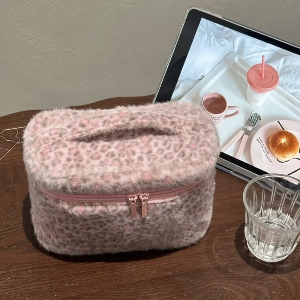 nouvelle trousse de maquillage portable avec fermeture éclair, motif léopard, étui de rangement multifonctionnel, sac à main portable pour femmes et filles
