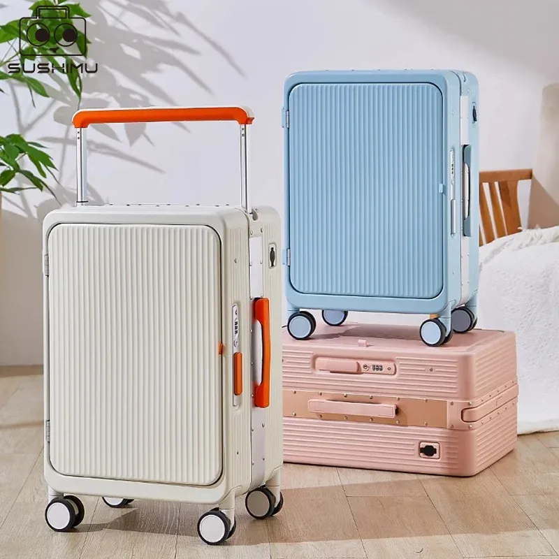 SUSHIMU-Grande Valise à Roulettes, Cadre en Aluminium, Ouverture Avant Personnalisée, Nouvelle Collection