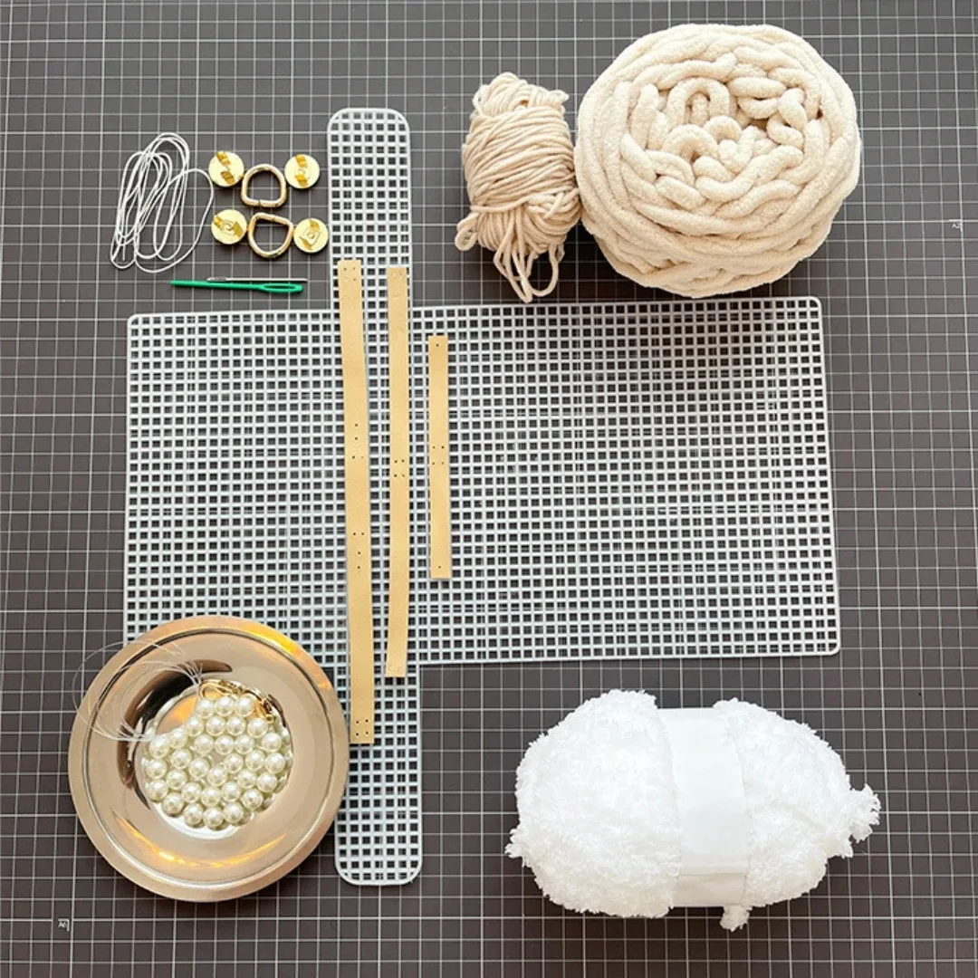 Kit de sac à bandoulière en fil de maille, Kit de sac cousu à la main, facile à utiliser pour débutant, cadeau artisanal pour petite amie