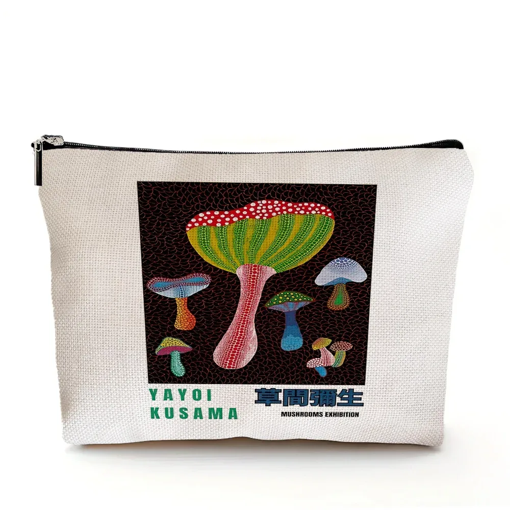 yayoi kusama pochette de maquillage japonais pop art à pois art design floral étui à cosmétiques mode dame beauté sac de rangement à la mode