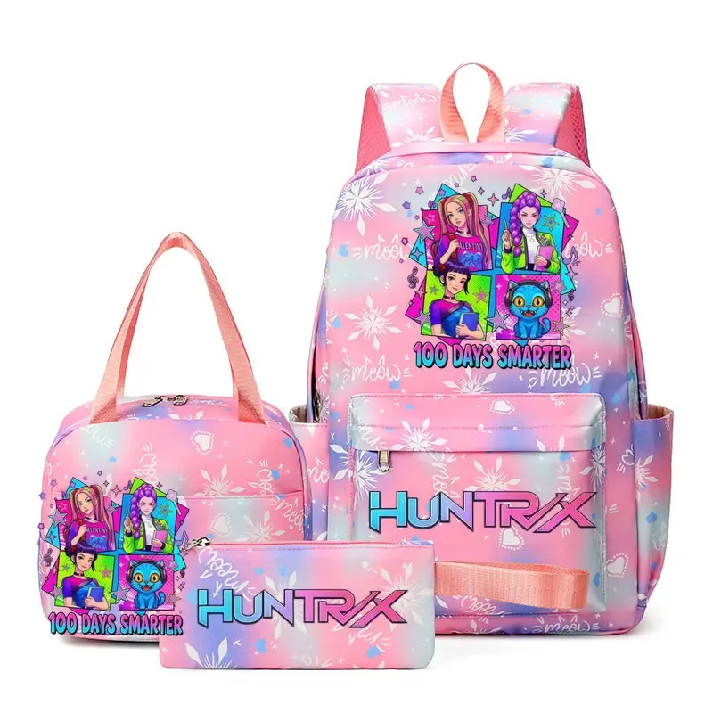 ensemble de 3 sacs à dos kpop demon hunters, sac d'école, sac à déjeuner, trousse à crayons, cadeau de rentrée scolaire pour fille, mochila de loisirs, sacs de voyage pour adolescents