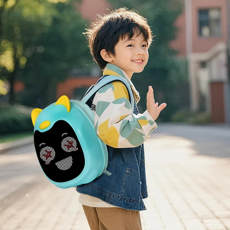 sac à dos scolaire multifonctionnel intelligent, imperméable, à coque rigide, avec animation led de dessin animé pour enfants, garçons et filles