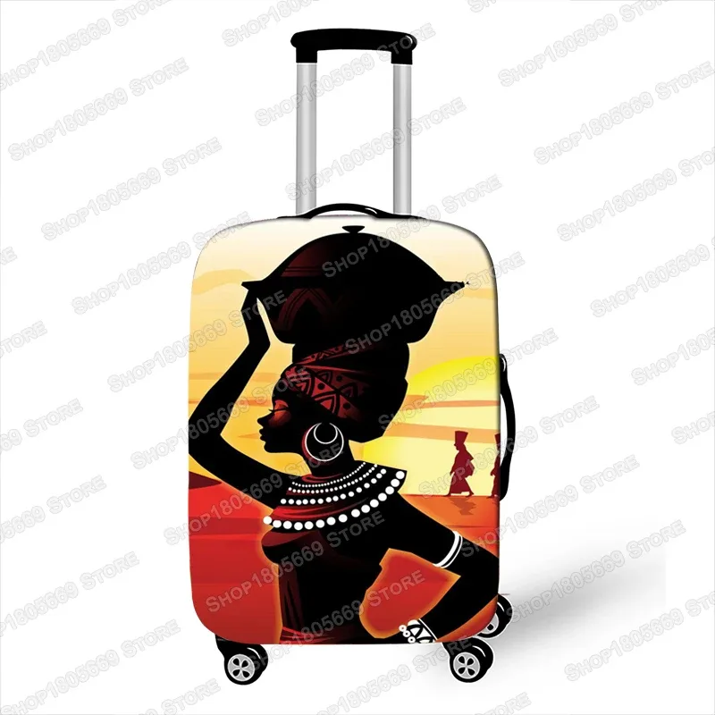 housse de bagage imprimée à motif afro pour voyage, housse de valise marron pour femmes africaines, housse de protection élastique pour chariot de voyage
