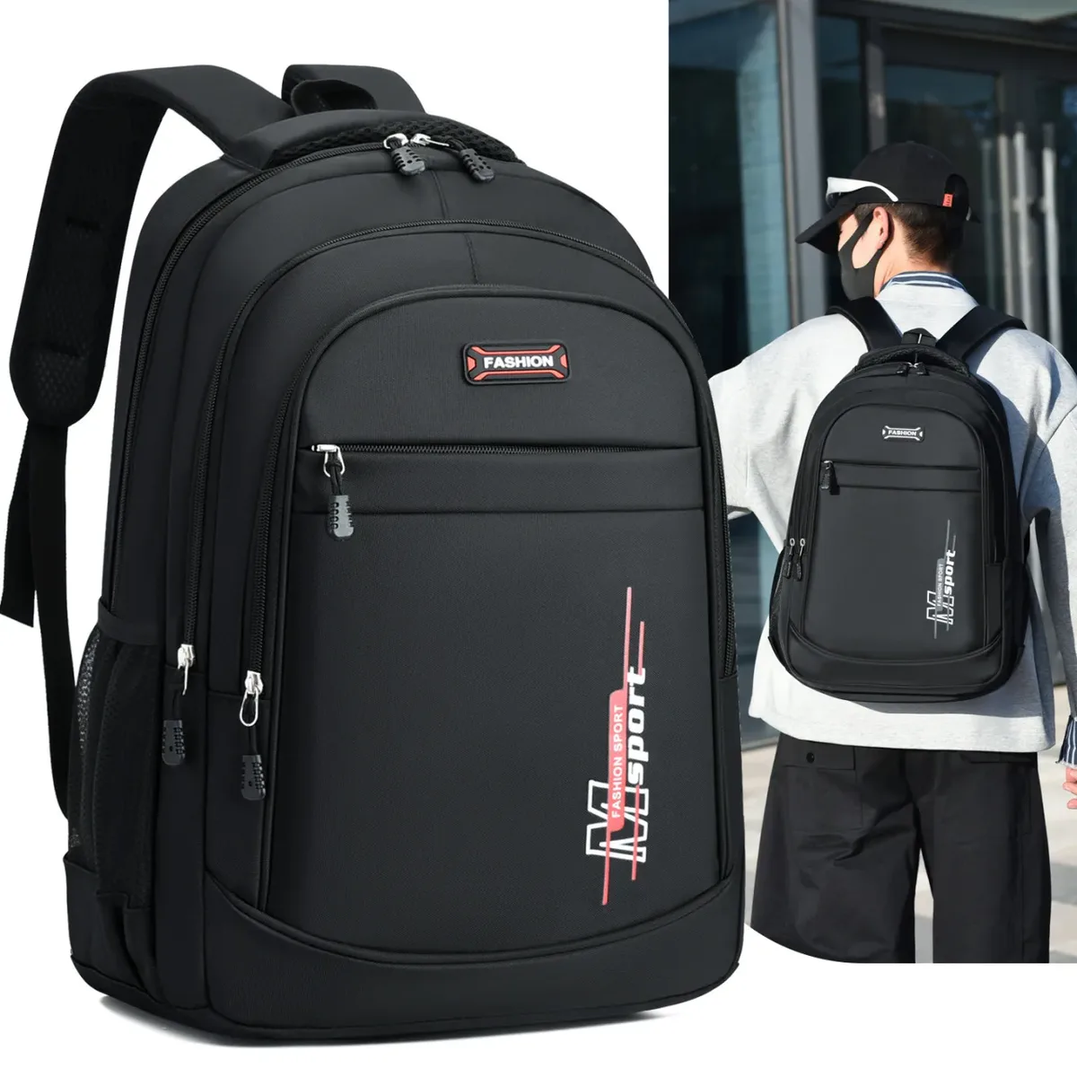 Sac à dos de voyage d'affaires de grande capacité pour hommes, sac à dos pour ordinateur portable, tendance, collège et lycée, épais, Double épaule
