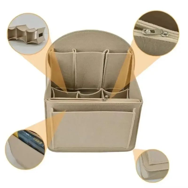 insert de sac à dos portable en feutre, petit sac de rangement pour cosmétiques, organisateur de maquillage, séparateur de sac de voyage, sac à bandoulière compatible avec divers sacs