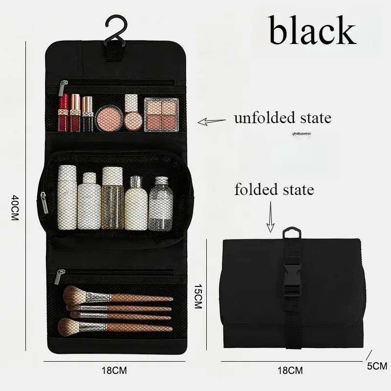 trousse de toilette pliable et détachable, grande capacité avec crochet, sac de rangement pour articles de toilette pour hommes en voyage d'affaires, sac de voyage pour cosmétiques pour femmes