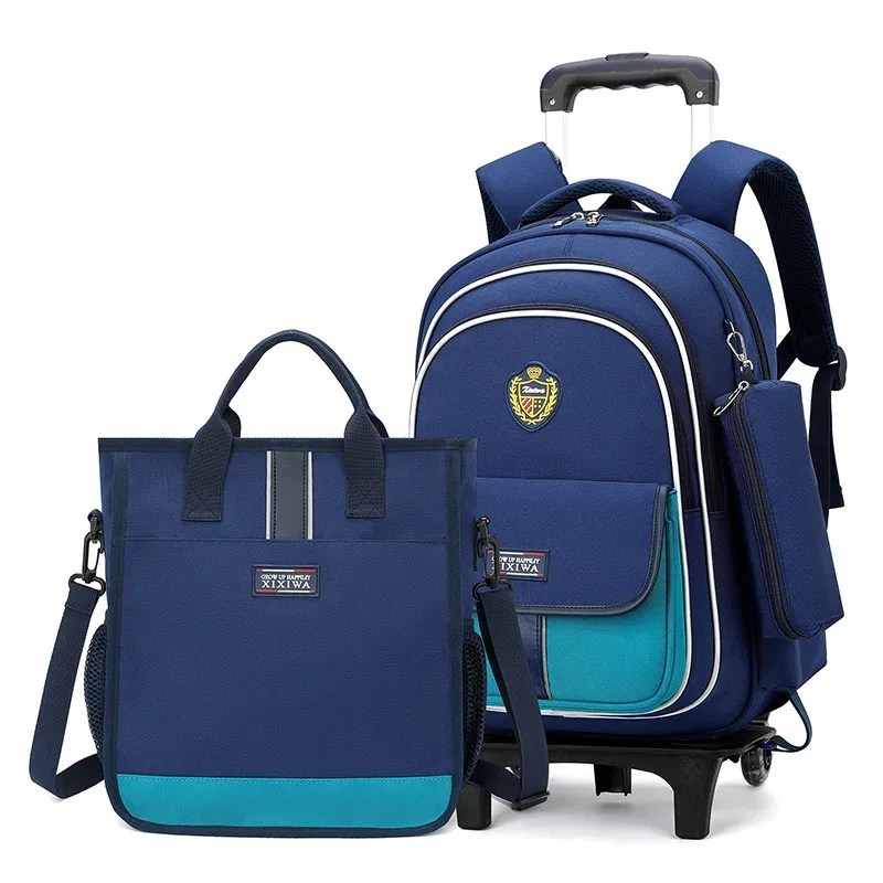 sac d'école enfants sac à dos roulant pour garçon filles sacs à dos à roulettes avec roues chariot bookbag bagage à main avec sacs à bandoulière