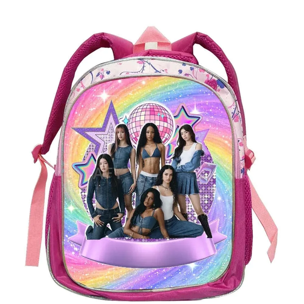 sacs à dos tendance katseye roses pour enfants, sacs d'école pour adolescentes et adolescents, sac à dos décontracté et tendance 12 pouces