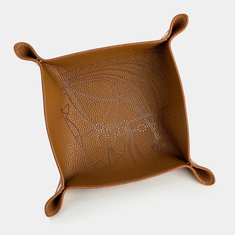 plateau de rangement en cuir de vache à deux couches, organisateur de bureau pour clés, bijoux, boîte de rangement de cosmétiques, organisateur pliant, décoration de la maison