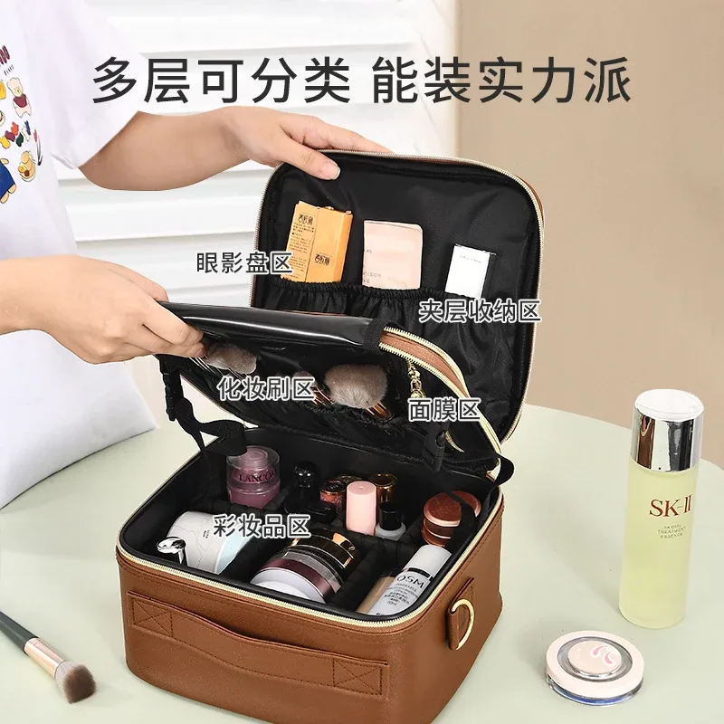 sac à cosmétiques portable à trois couches, mallette de rangement pour maquilleurs professionnels, nouvelle collection 2024