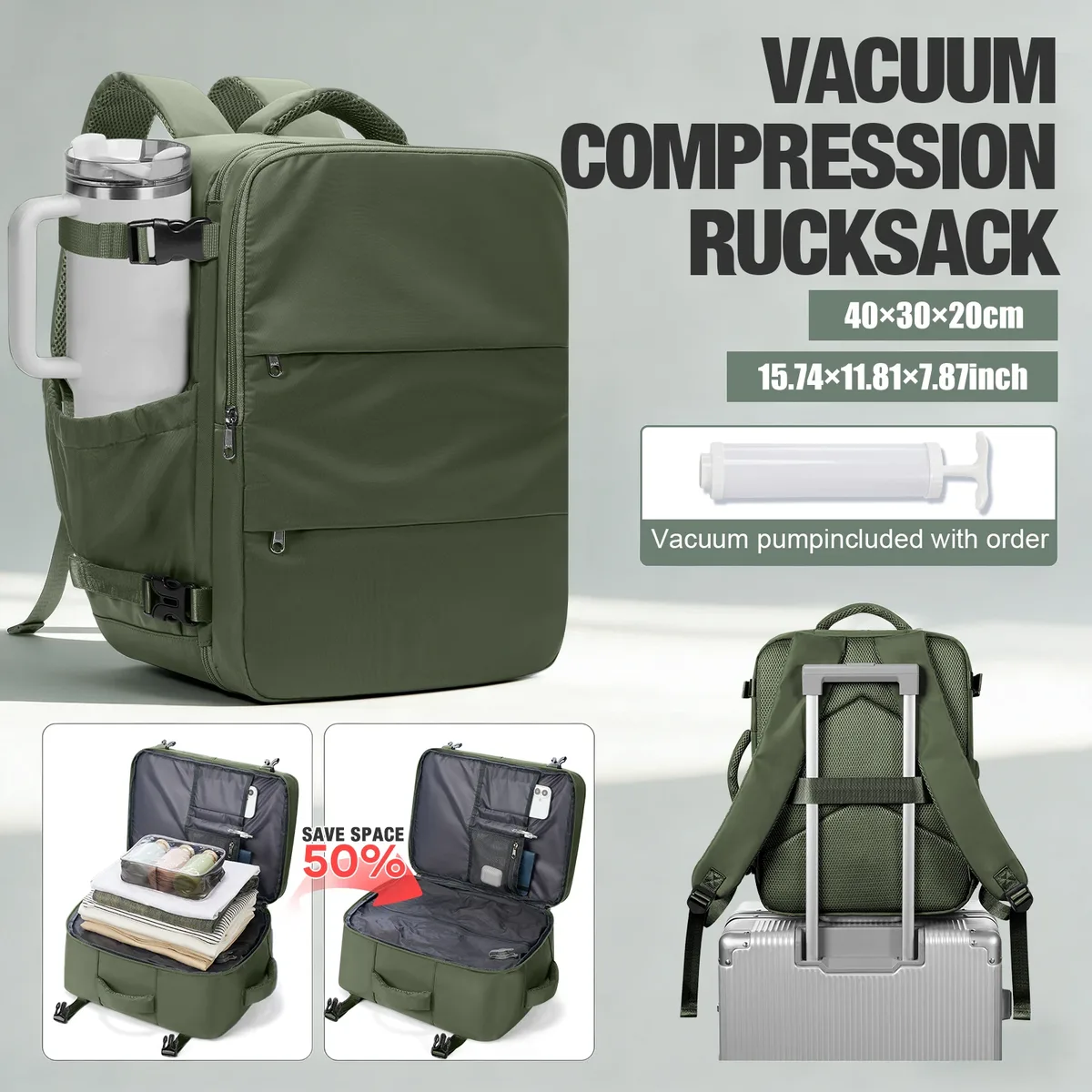 sac à dos de voyage pour femmes, sac à dos sous vide avec pompe manuelle, bagage à main ryanair 40x30x20, sacs pour hommes, grand sac de travail pour ordinateur portable