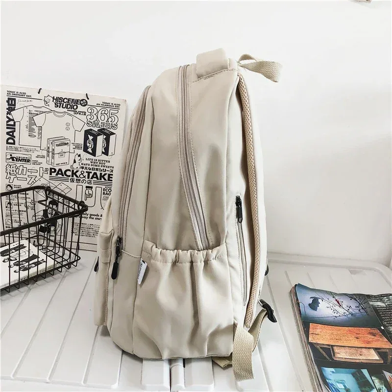 sac à dos de couleur unie pour femmes, sac de livre d'université multi-poches, sacs à dos décontractés pour ordinateur portable, cartable pour hommes et adolescentes, sacs d'école pour filles