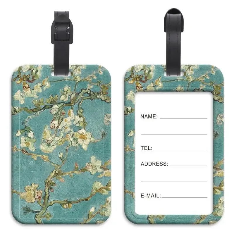 étiquette de bagage artistique en plastique avec motif peinture à l'huile, porte-carte d'identité anti-perte pour valise, sac à dos, accessoires de bagage, cadeaux