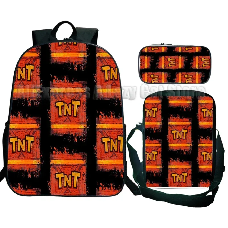 sac à dos crash bandicoot on the run 3 pièces pour élèves du primaire et du secondaire, sac à dos de dessin animé avec sac à bandoulière mochila